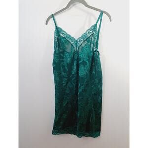 Madelon Louden Vintage Women's Green Night Gown Lingerie Floral Shine